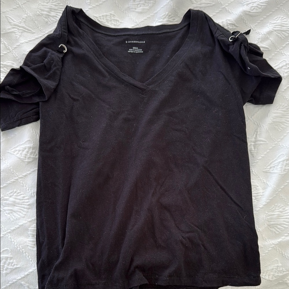 Anthropologie Black V-Neck Women’s Top